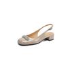 French Versatile Women's Bag Head Sandals Retro Thick Heel Empty Single Shoes Spring and Summer New Patent Leather Light Mouth Naked Powder Commute