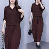 Plus Size Casual Short-sleeved Suit Women's Summer Fashion Loose Top Temperament Harem Pants Two-piece Suit