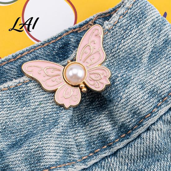 Butterfly Shape Button Pin Waist Tightener Pins No-Sew Pants Tighteners Removable Jeans Reducer Pins for Loose Skirts Dresses Stylish