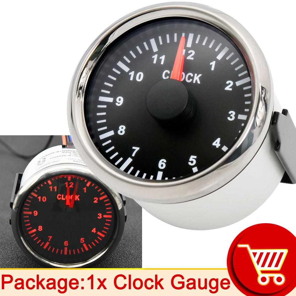AD 52mm Clock Gauge with Red Backlight 0-12 Hours Hourmeter Instrument Hour Meters for Car Boat Yacht Show Clock Meters 9-32V