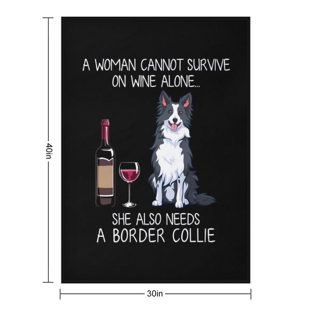 Border Collie und Wein Lustiger Hund Wurfdecke Decken unds für Sofa Sofa Dekorative Sofas Decken