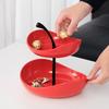 Double Layer Fruit Plate Multi-Layer Ceramic Fruit Bowl with Metal Stand Dishwasher Safe Corner Kitchen Countertop Organizer for Fruits Snacks Cakes
