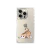 Square Back Tube Protection Clear Case For iPhone 12 13 11 16 ProMax 15 Plus 14 Pro Max Anti-Oxygen,Flower Cat And Mouse Eye Contact Pattern Casing