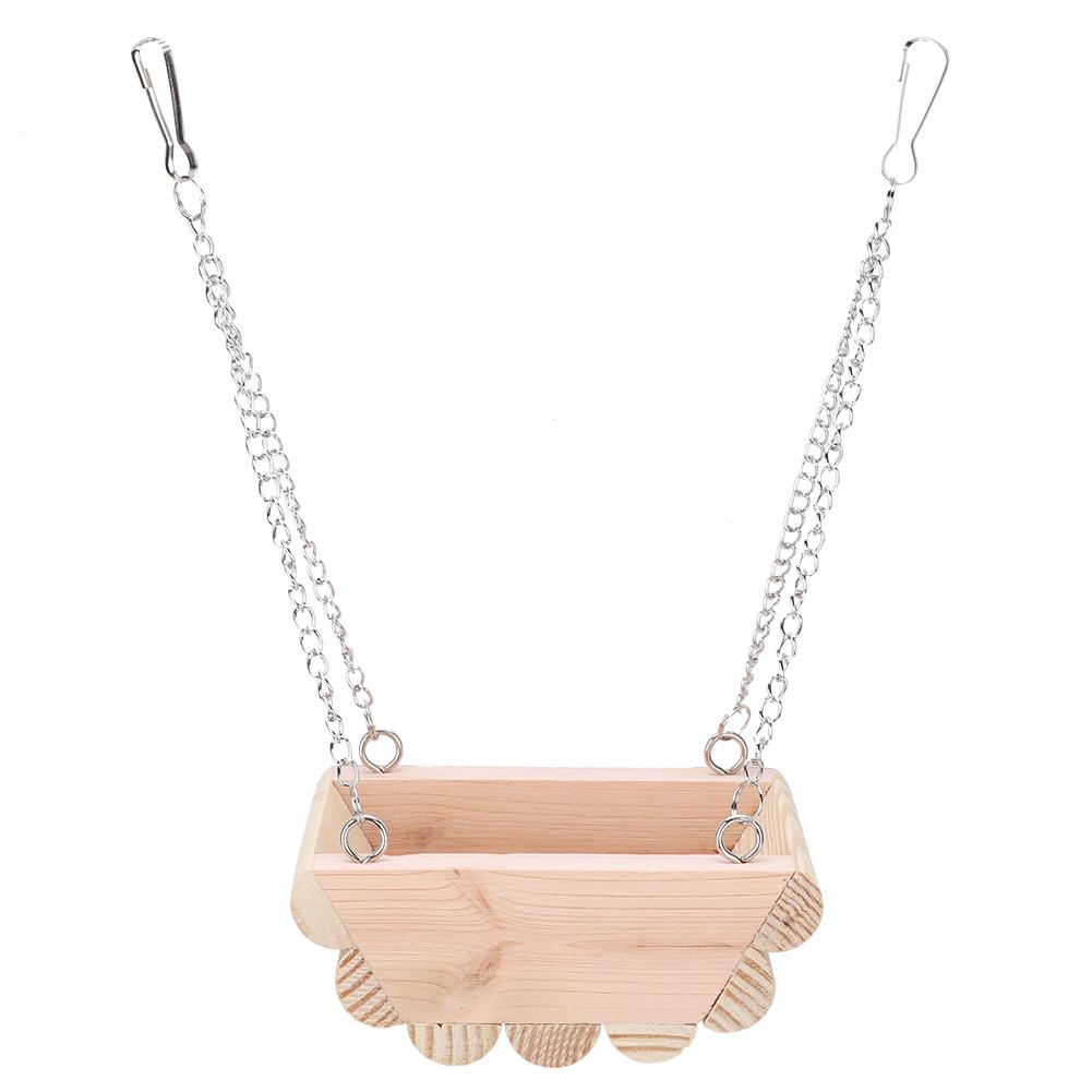 Wooden Small Pet Swing Hanging Boat Toy with Chain for Hamster Hang On the Cage Top