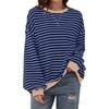 Autumn Winter Casual Loose Women's Cotton Sweatshirts Striped Pattern Crew Neck Full Sleeve Sports Hoodie