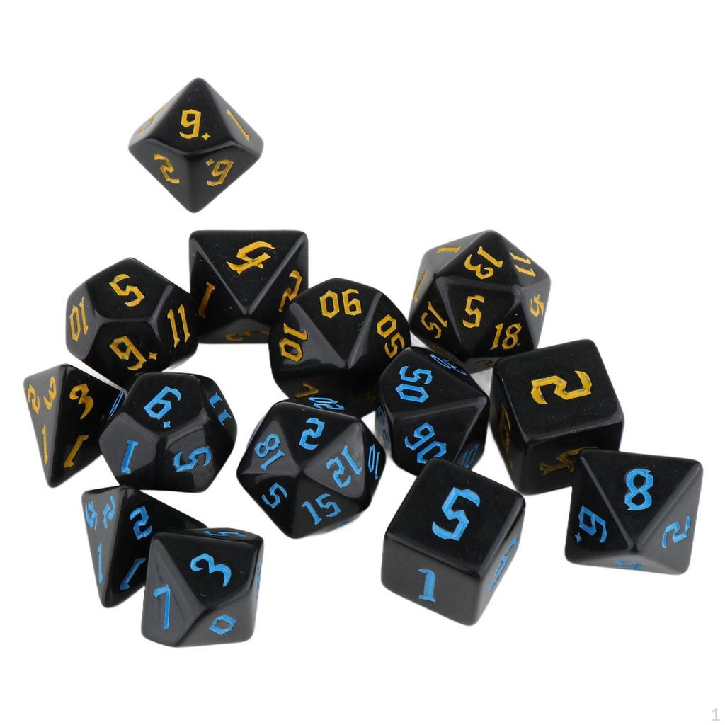14 Pieces Polyhedral Dices Set Acrylic D4-d20 Game Playing Multi Sided for