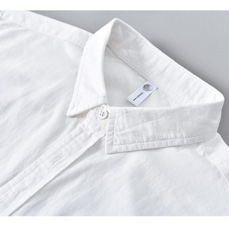 Summer Fashion Short Sleeve Shirt Men Japanese Style Workwear Double Pockets Shirt Pure Cotton Lapel Collar Casual Men Tops