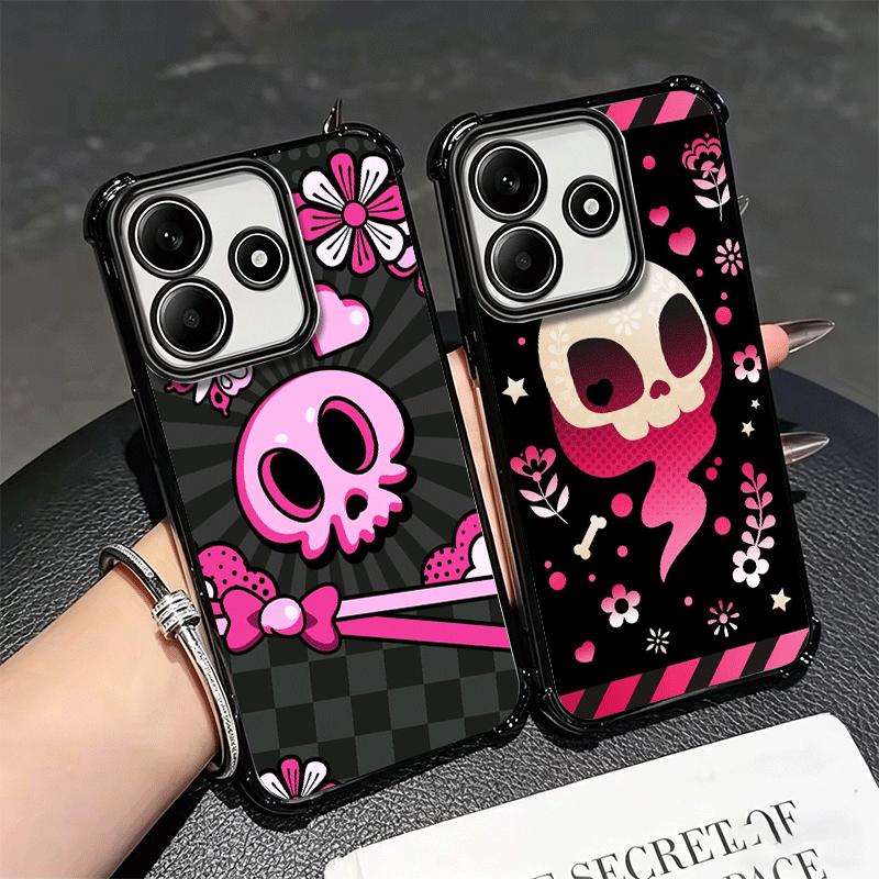 Sweet And Edgy Cartoon Skeleton Soft Phone Case For Xiaomi Redmi Note 14 15 Pro Plus 13 12 11S 11T 5G 10 9S 9 Plating Anti-Fall
