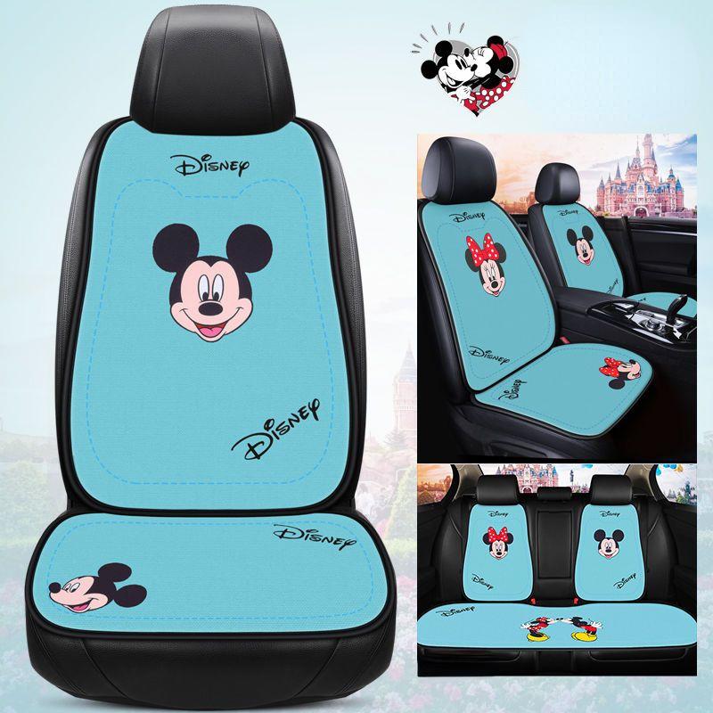 Cute Disney Mickey Cushion Four Seasons Universal Linen Non-Slip Car Seat Cover Car Accessories Interior Woman Seat