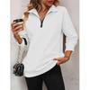 Felpa da donna con mezza zip e maniche lunghe, vestibilità ampia, casual, tinta unita, top pullover