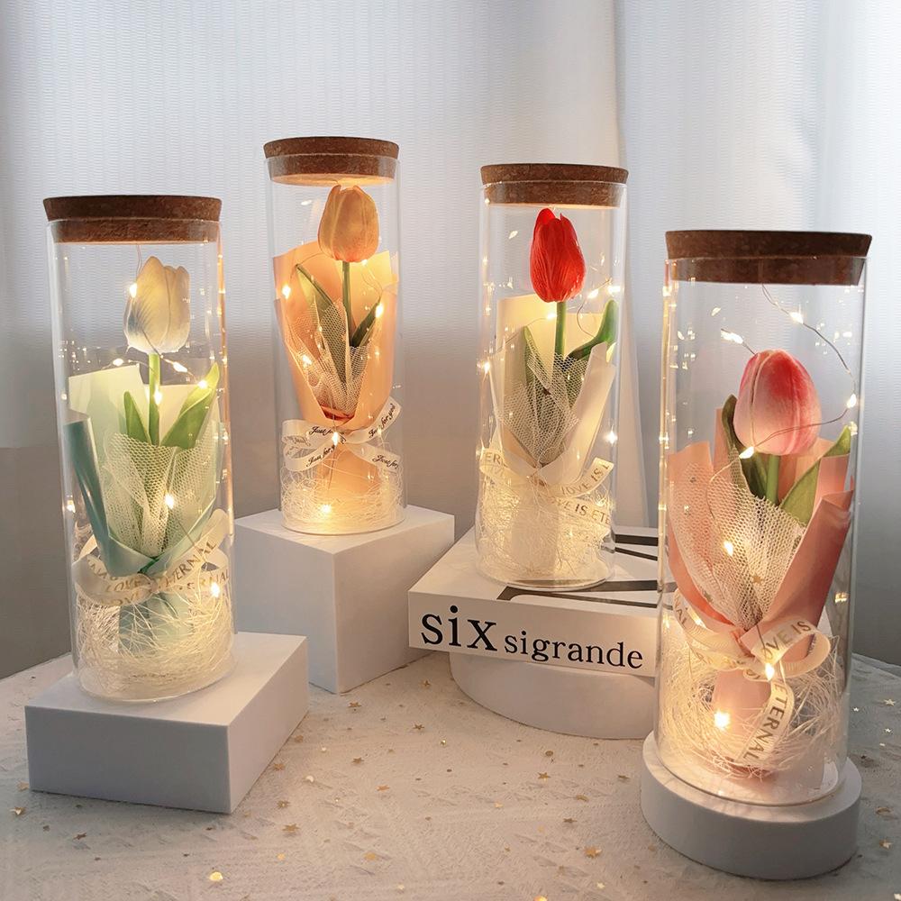 Tulip Mother's Day bouquet Internet celebrity night light immortal flower atmosphere decoration ornament creative exquisite birthday gift