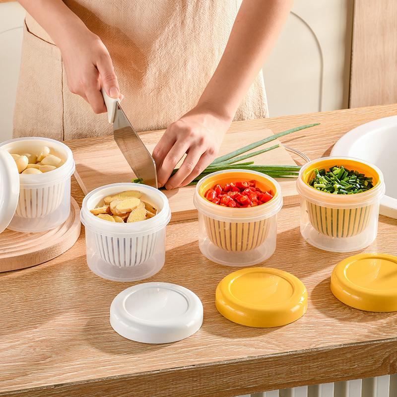 Onion Storage Box Double Layer Sealed Preservation Box Plastic Fruit Vegetable Drainage Container Scallion Ginger Garlic Basket