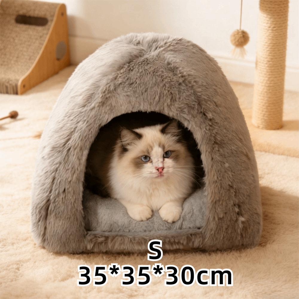 New Flannel Pet Bed Cozy Cave Nest Warm Cat House Soft Pet Mattress Indoor Use