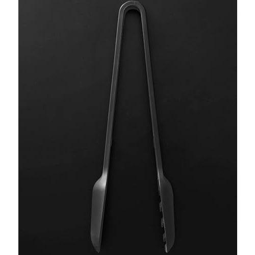 Yamazaki Tower Silicone Cooking Tongs, Black, W10 X D4.7 X H29cm, Dishwasher Safe, Floating Tips, Spoon Tongs, Pasta Tongs, 1776