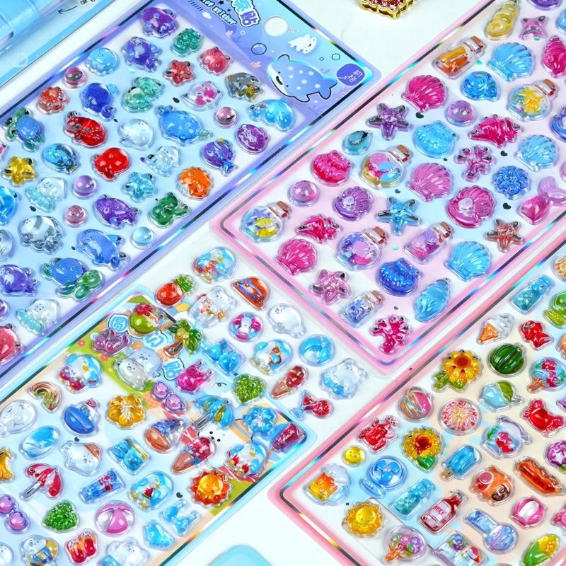 Cartoon Embossed PVC Sticker for Kid Wall Door Scrapbooking Journal Planner Phone Case Laptop Children Reward Sticker