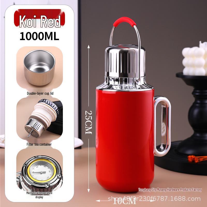 316 Stainless Steel Insulated Tea Stewing Pot - Large Capacity, Portable, with Tea-Water Separation. As shown