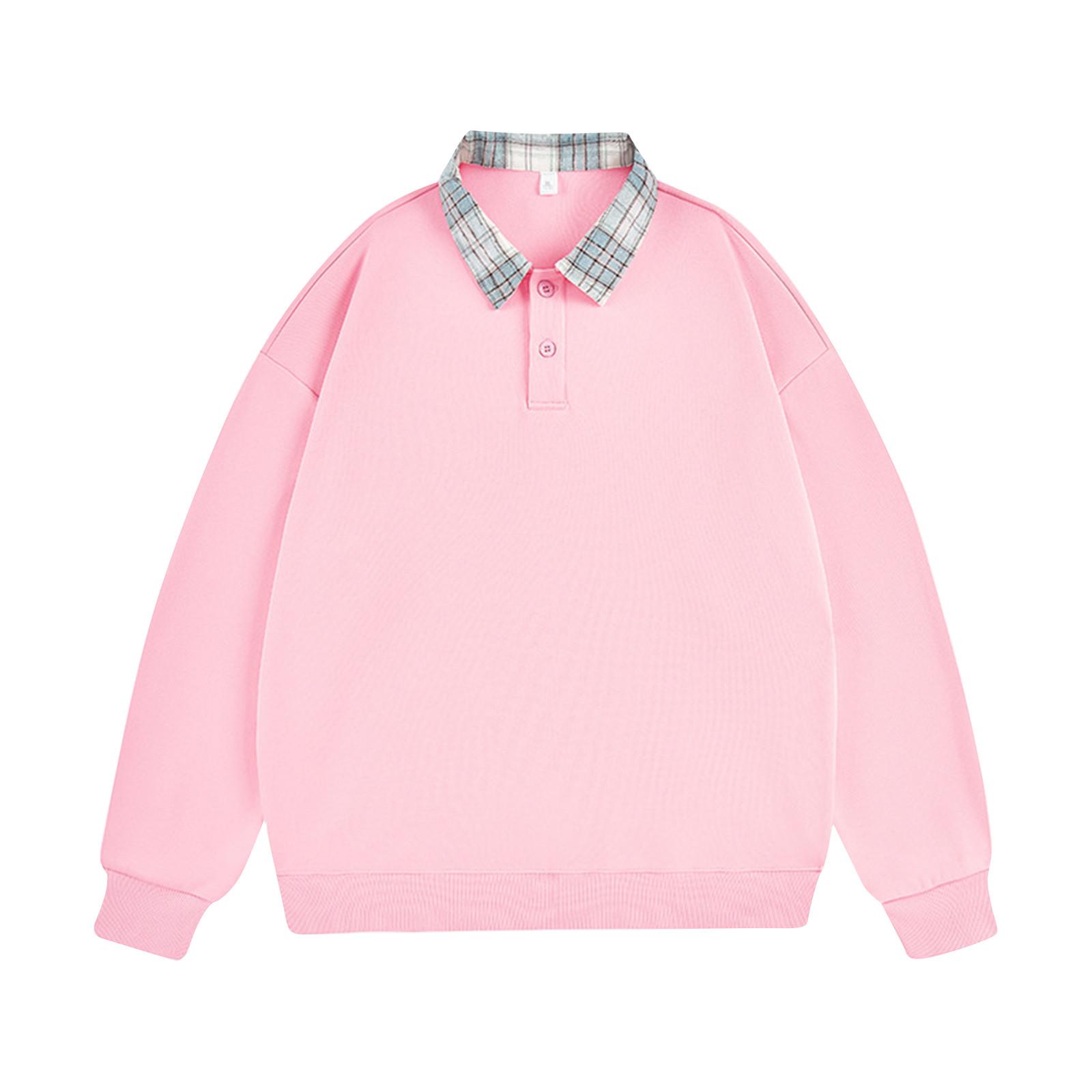 

Толстовка с отложным воротником и заплатками на плечах, повседневный спортивный топ XL розовый