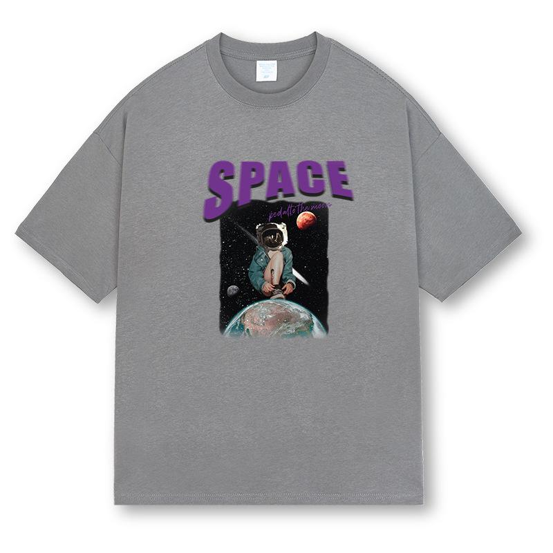 New Spring and Summer Men's Fashion Printed Short-sleeved T-shirt Men's Loose Cotton Street Trendy Hong Kong Style Tops Men