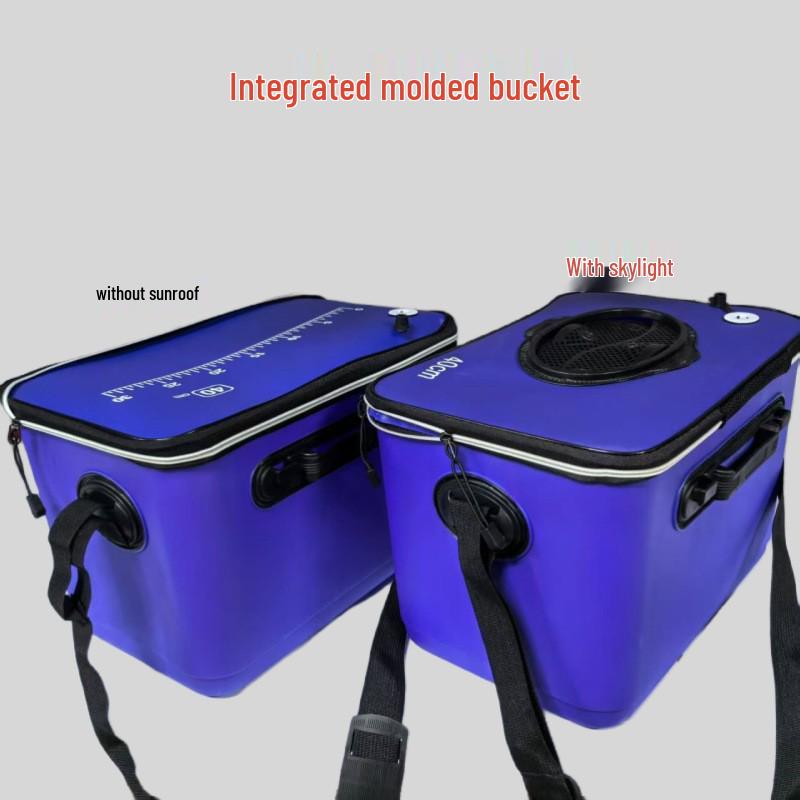 Eva Verdickter Angelkübel: Integrierter geformter Fischhalter, Wasser-/Köderbehälter, Lebendfischbehälter.