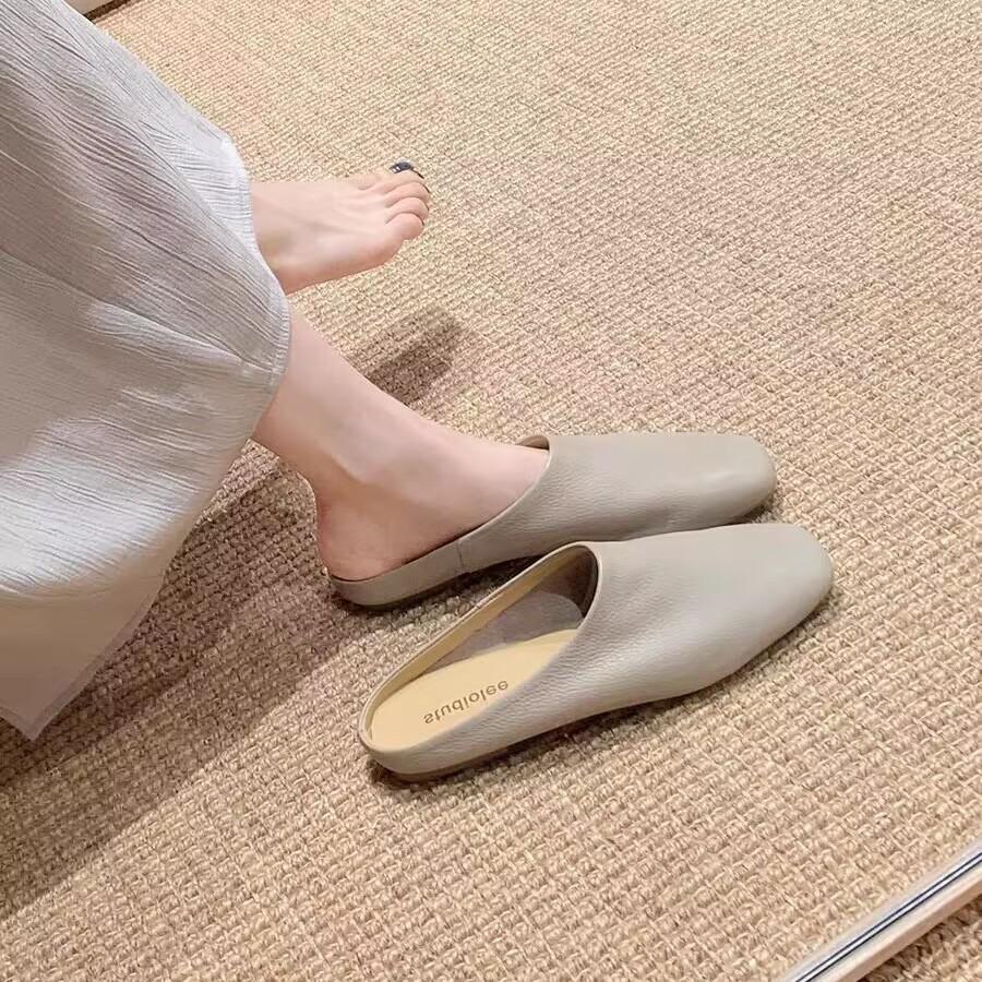 Sheepskin grape mother of the same style, lazy bi is prepared to be soft and waxy, and it is easy to wear bag head slippers for women in summer. On