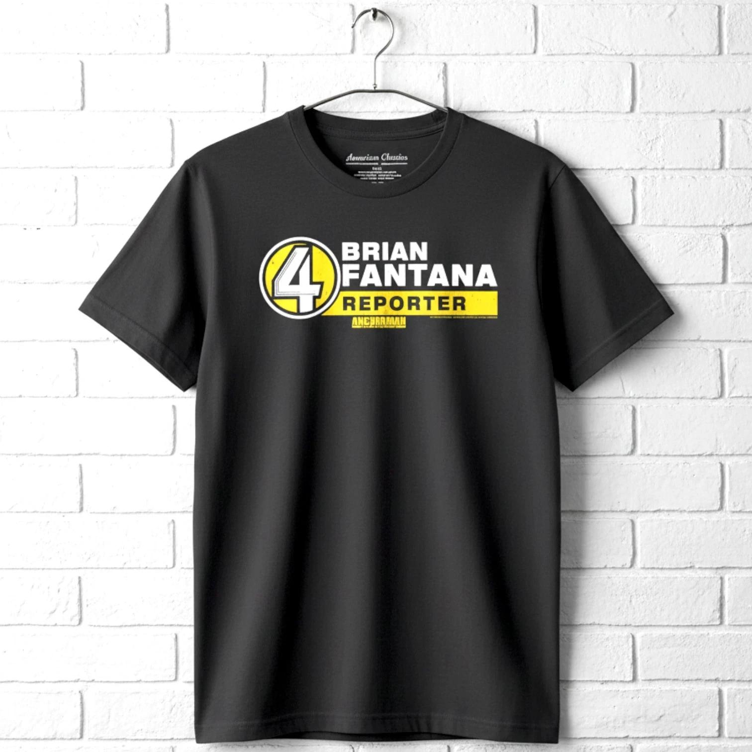 Anchorman Brian Fantana Reporter Name Tag Men s T Shirt L