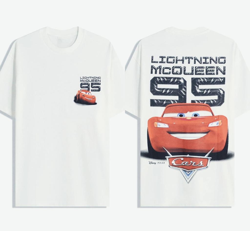 Lightning McQueen 95 Tištěné tričko Pánské Dámské Ležérní Bavlna Oversized Y2k Krátký Rukáv Street Hip Hop Ženské Pánské Oblečení