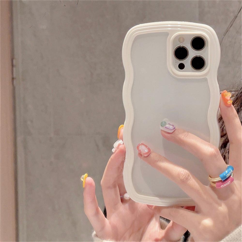 Ins Korea Cute 3D Cream Wavey Transparente Handyhülle für Iphone 13 12 11 Pro Xs Max X Xr Objektiv Schutzhülle klar weiche Rückseite