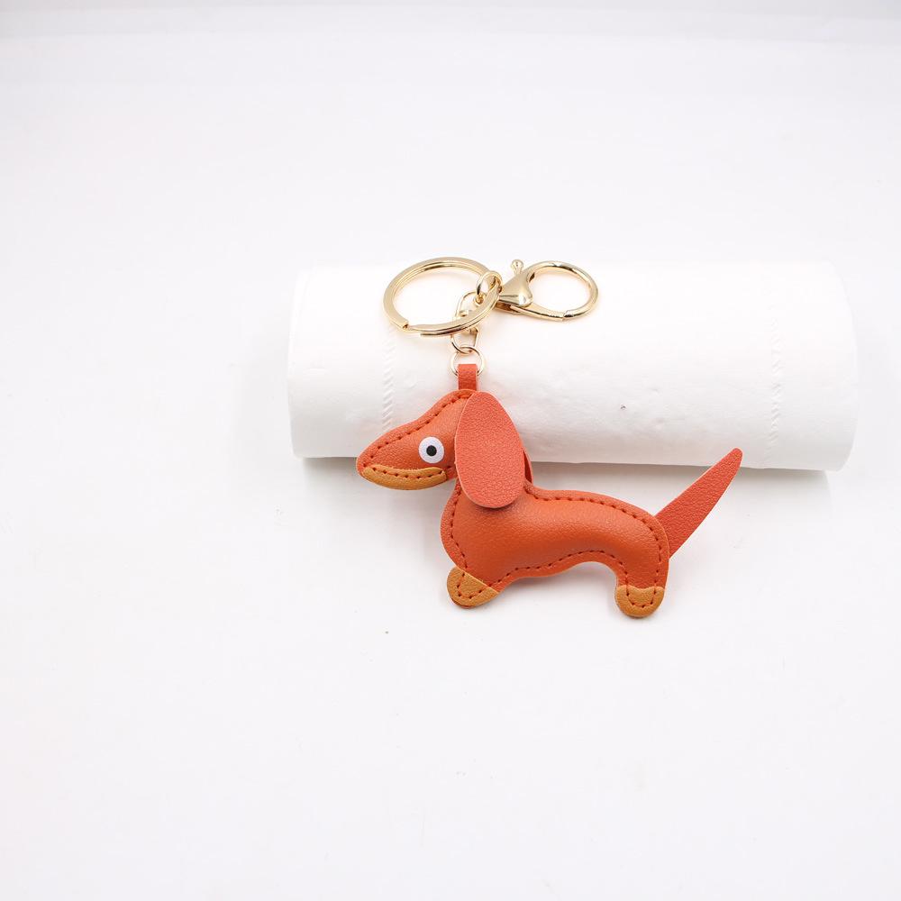 Charm de Couro Dachshund Desenho Animado em Estoque, Chaveiro de Cachorro e Acessório para Capa de Celular
