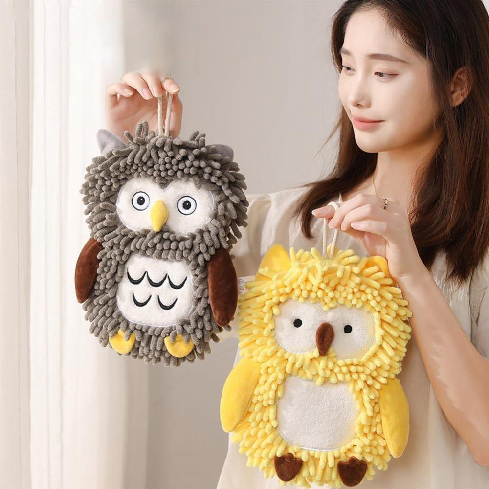 Hanging Owl Chenille Hand Towel Soft Funny Hand Towel New Chenille Towel