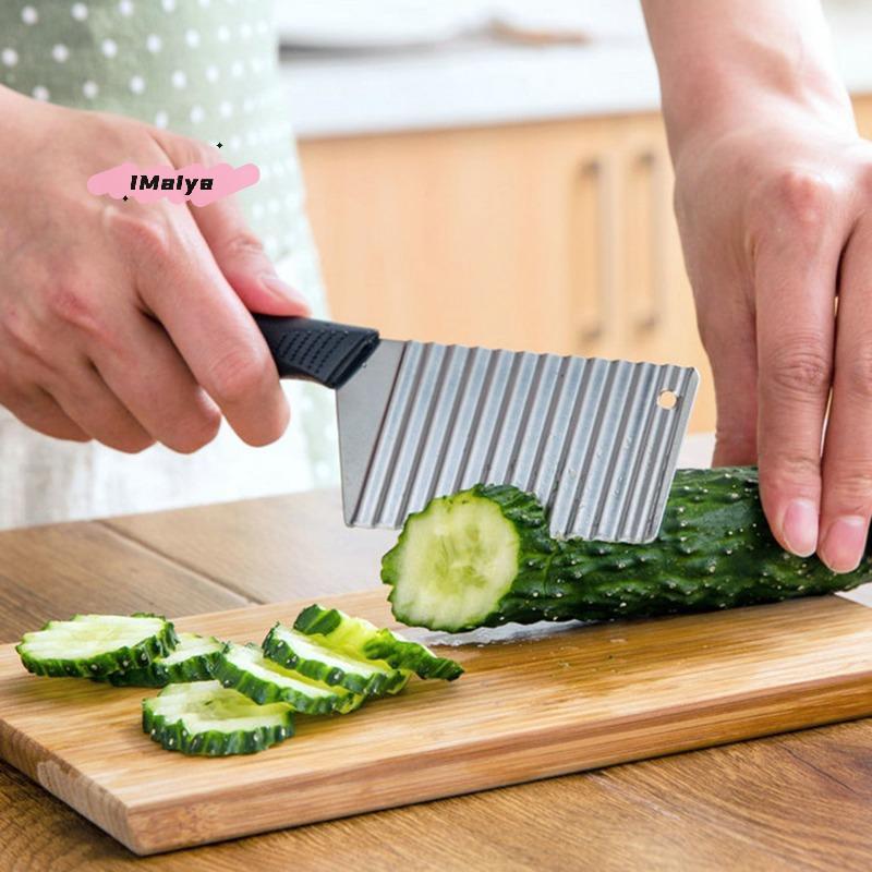 M-Stainless Steel Potato Crinkle Wavy Slicer Knife French Fries Dough Vegetable Fruit Potato Cutter Chopper Kitchen Maker Tool