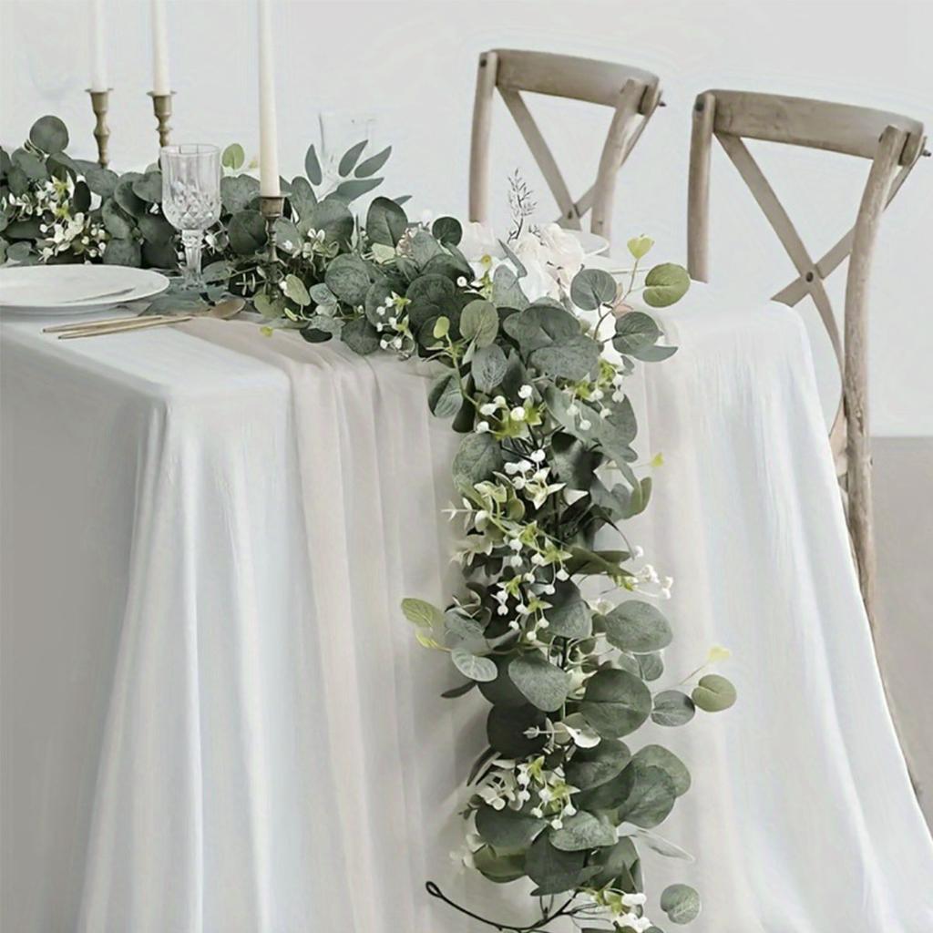 1pc Künstliche Eukalyptusblätter Grün Girlande Faux Pflanze Frühling Reben mit Weiß Blumen Beeren für Hochzeit Home Party Deco
