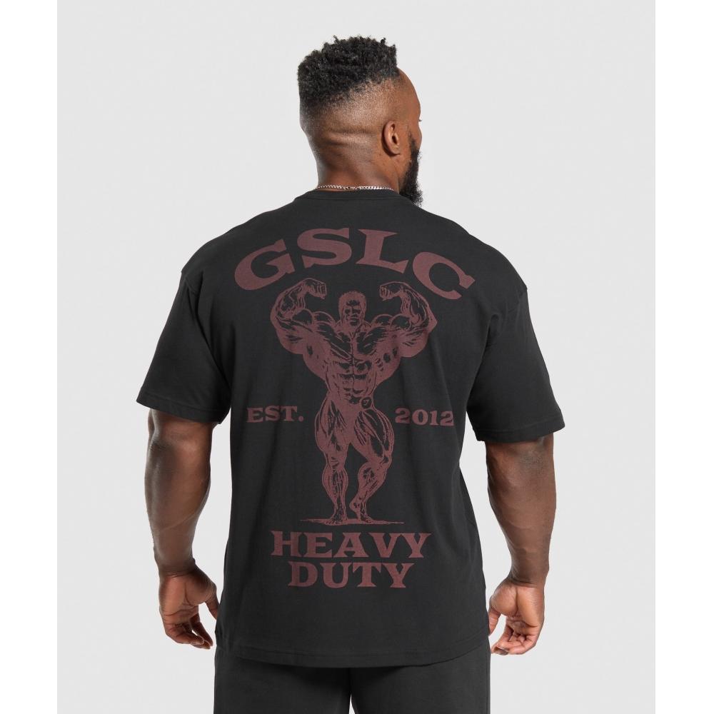

Gymshark Футболка Heavy Duty, черная A2b8k Bb2j XS