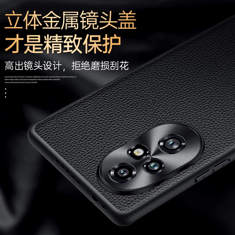 For Honor 200 100 90 80 70 60 Pro Litch Style Genuine Leather Case CD Pattern Full Camera Lens Protection Matte Soft TPU Cover