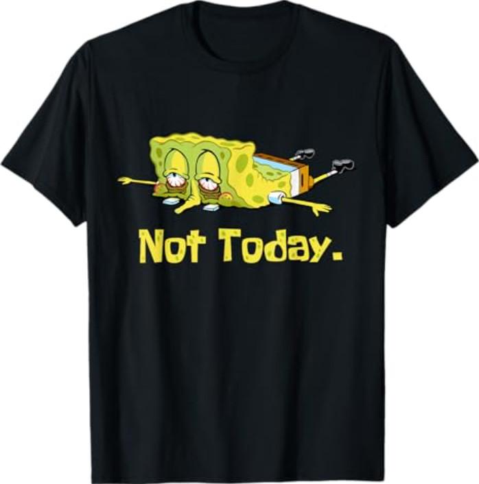 Tired Spongebob Nope Not Today Meme Lazy Spongebob T-Shirt S разноцветный