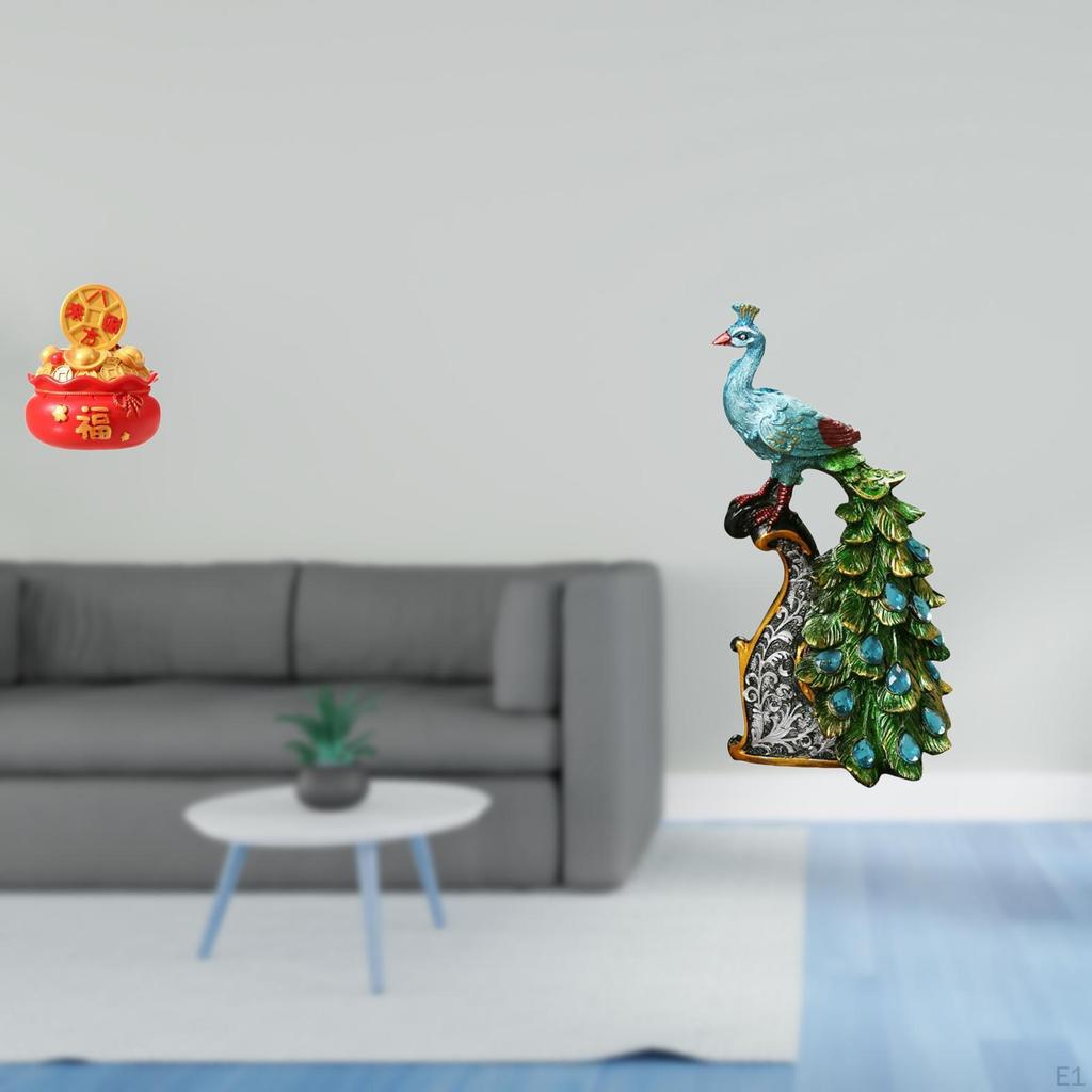 Festival Treasure Peacock Cornucopia Ornament Elegant Animal Sculpture Art Craft for Bedroom Office