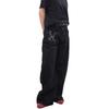 Vintage Streetwear Denim Pants With Bold Letter Graphic Patchwork Loose Fit High Waist Straight Leg Men Women