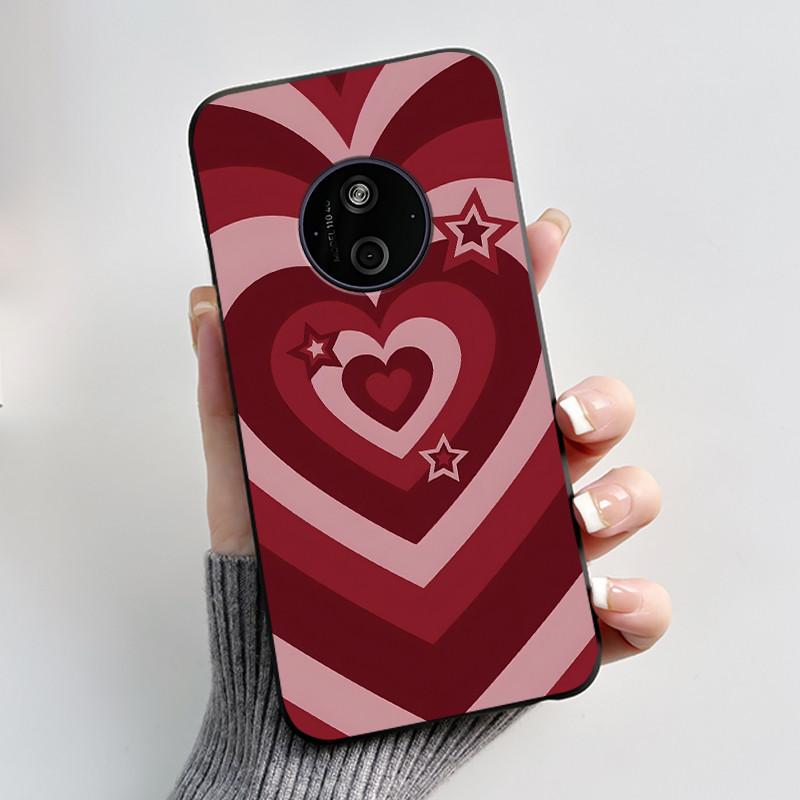 Phone Case For Nokia 125 HMD 110 4G 2024 Casing Luxury Cute Love Rabbit Funny Cartoon Black Matte Soft Silicone Shockproof Cover