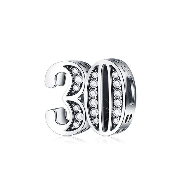 New High-Quality Copper 13-15-18-30-50 Digital 3D Hollow Amulet Charm Beads Fit For Original Bracelets Diy Women'S Jewelry