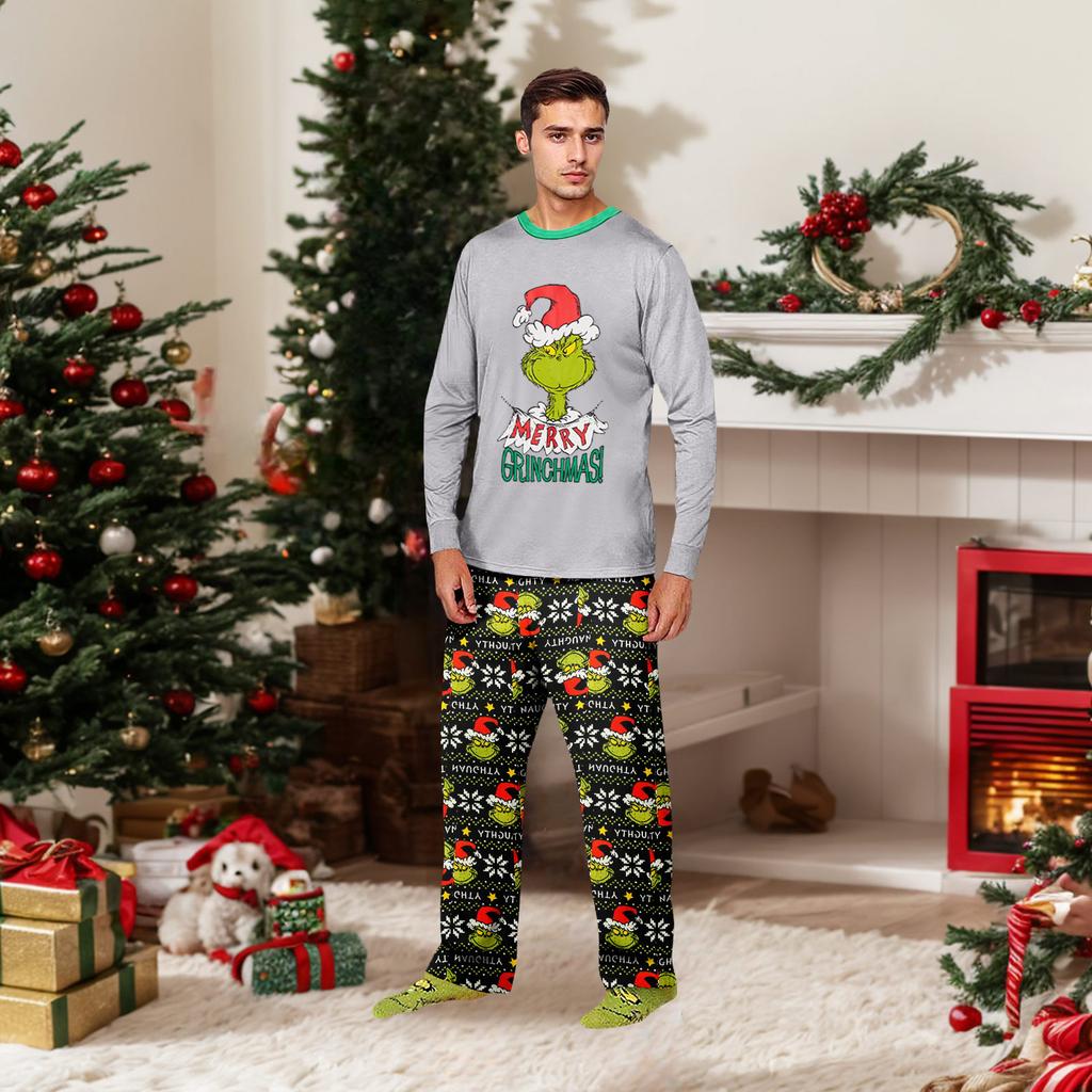 Parent-child Christmas Print Home Suit Long-sleeved Top And Pants