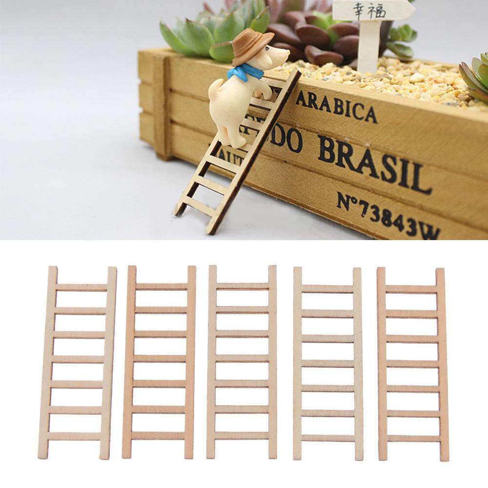 50pcs DIY Mini Wooden Step Ladder Miniature Handcraft Micro Landscape Ornament Fairy Home Decoration Garden Supplies