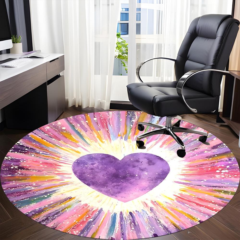 1pc Heartburst Office Round Area Rug,  Mat Suitable ForOffice, Under Office Chairs Bedroom Living Room Home Decor, Room Deco