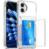 For iPhone 17 Clear Case PC+TPU Phone Cover Card Holder Kickstand