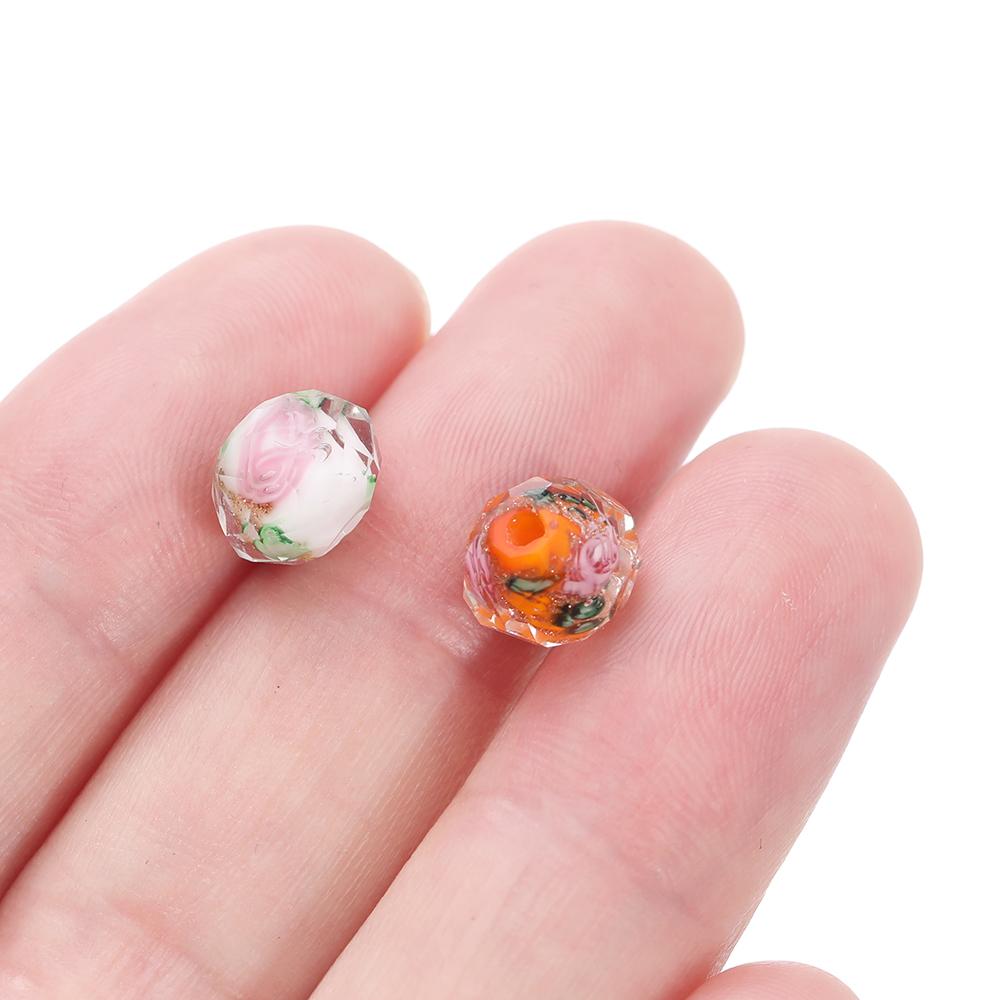 10pcs 10/12mm Faceted Glass Flowers Beads Loose Spacer for DIY Bracelet Necklace Keychains Jewelry Making Accessories Supplies
