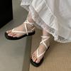 Fashion 2025 Summer New Clip Toe Flat Heels Women Sandals Fashion Buckle Strap Casual Party Dress Flip Flops Shoes Ankle Strap Sandals