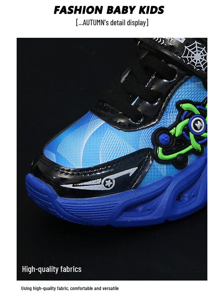 2025 Spider-Man Chlapecké kožené svítící sportovní boty s měkkou podrážkou pro jaro a podzim