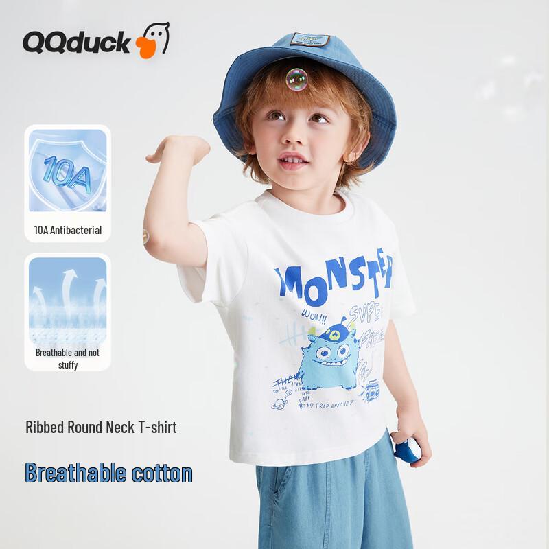 QQ DUCK Kids  Cartoon Monster Short Sleeve T-Shirt 90