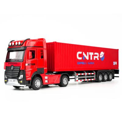 1/50 Kontener Ciężarówka Zabawka Samochód, Kolekcjonerski Model Pojazdu Transportowego Samochód ze Światłami i Dźwiękami, Pull Back Diecast Zabawka Prezent dla Dzieci