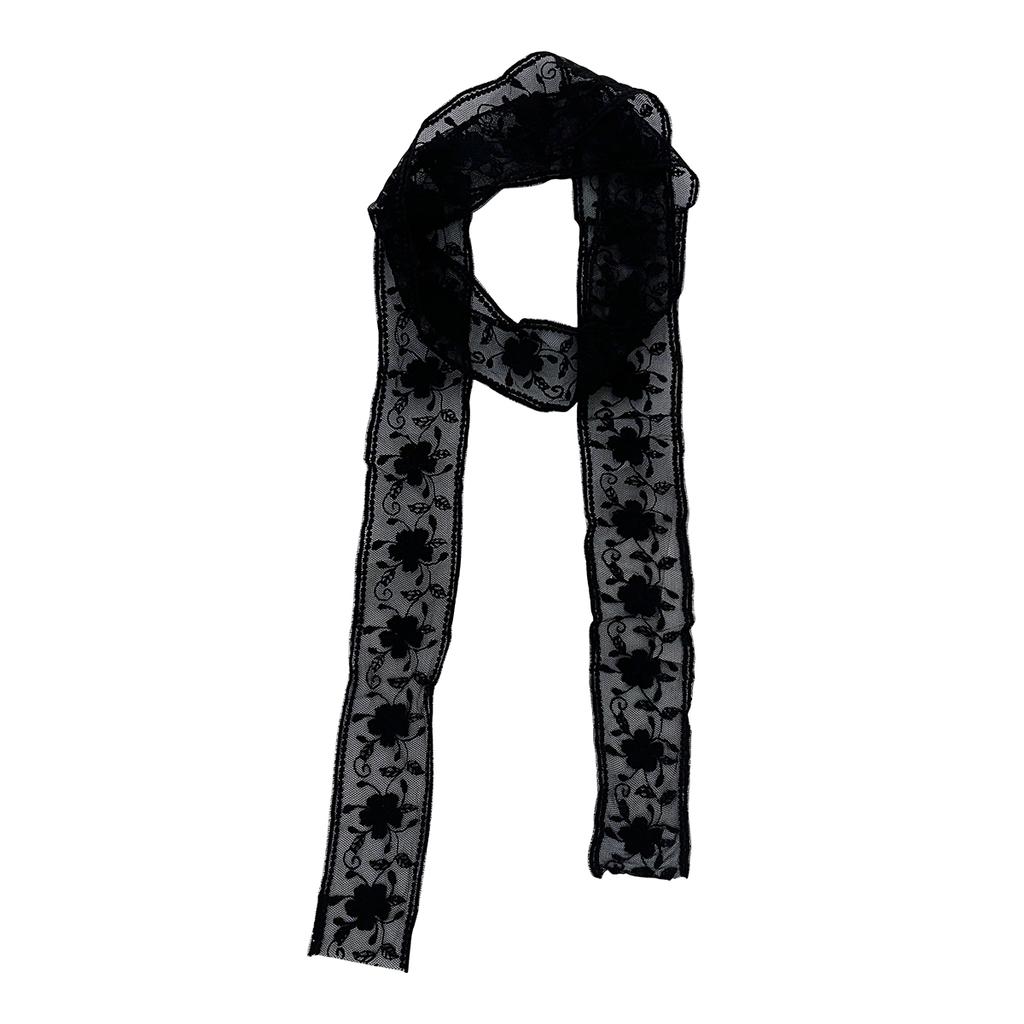 Long Lace Small Silk Scarf Belt Women's Thin Spring and Autumn Foreign Style with Ribbon Waist Multi-functional Headband Streamer