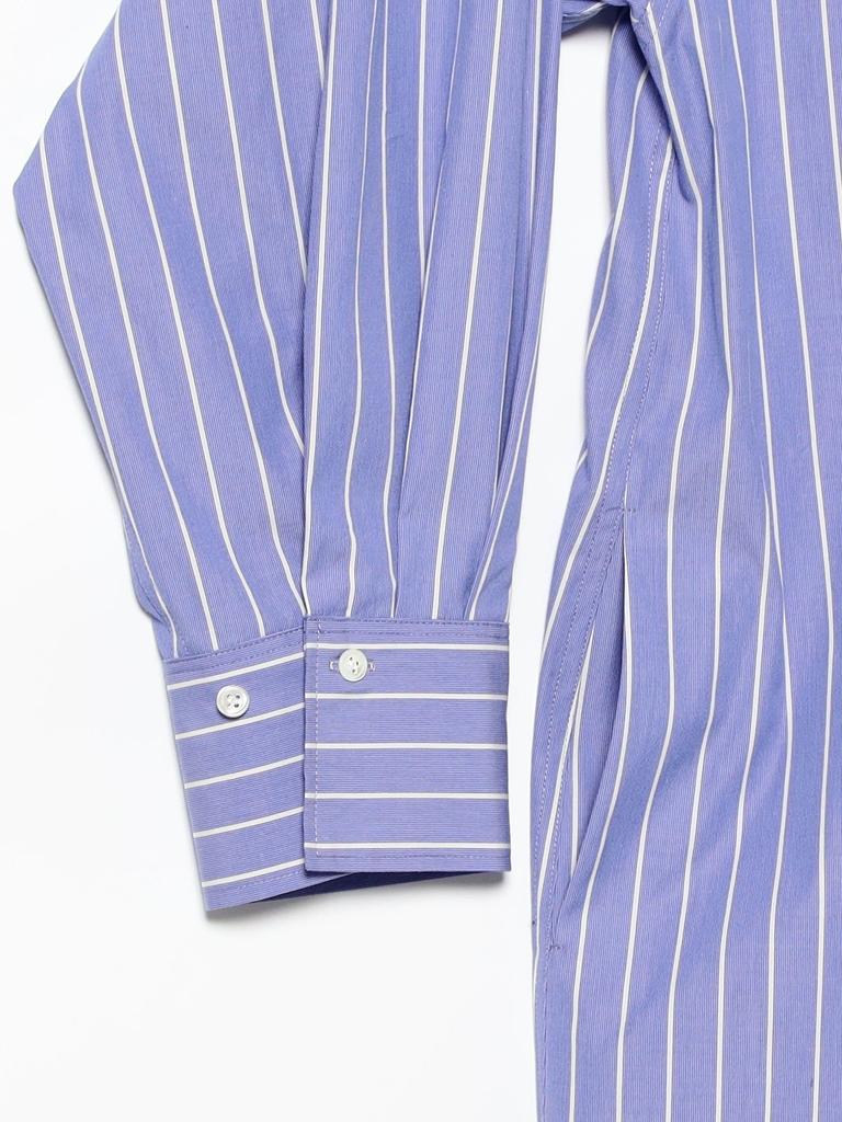 Beams Shirt Blue One Size Demi-Luxe Women's Back-Open Dress, Stripe,