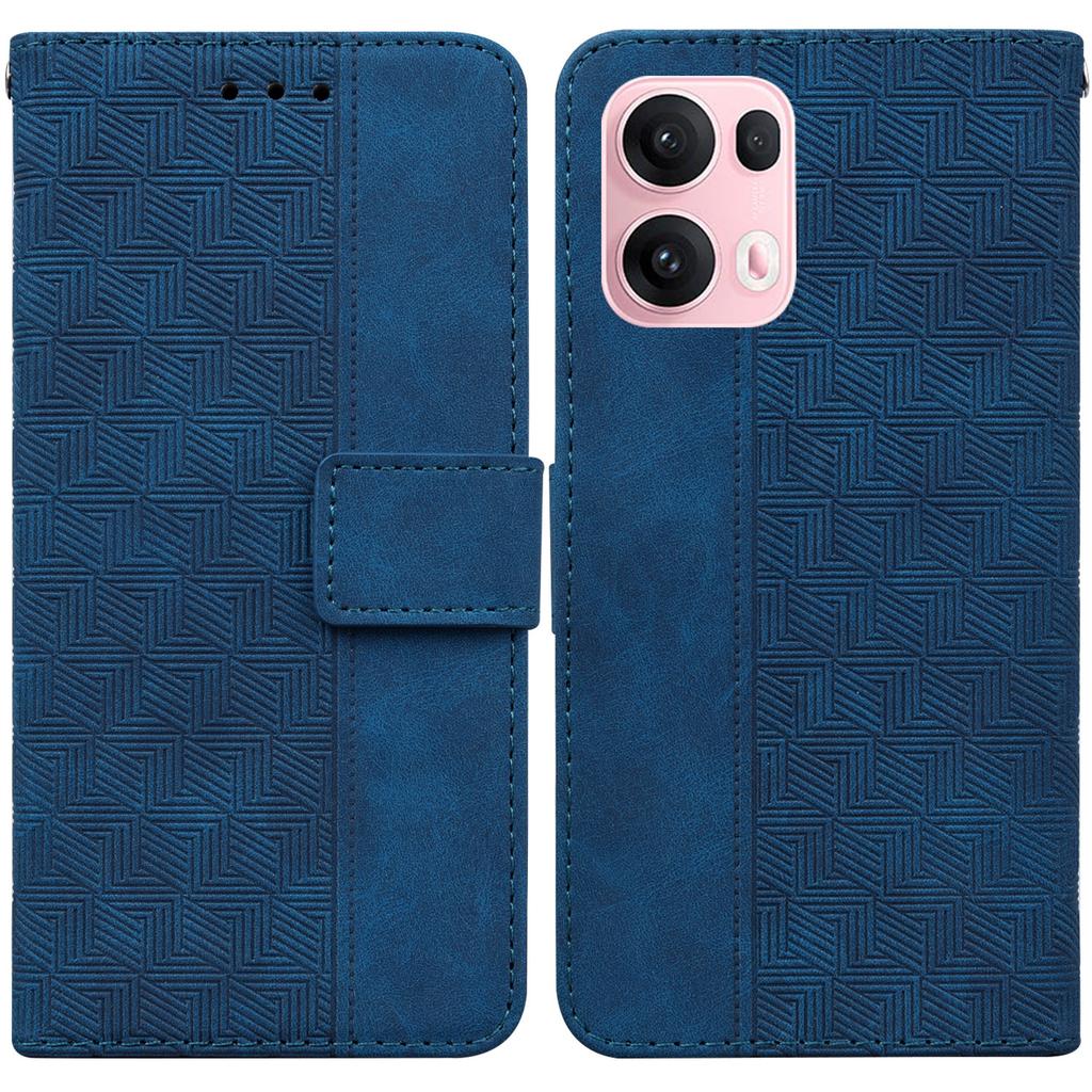 For Oppo Reno13 Pro 5G Case Geometry Pattern Leather Wallet Phone Cover with Wrist Strap